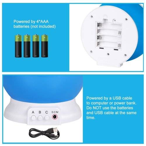 Night Lighting Lamp, Star Light Rotating Projector, 4 LED Bulbs 8 Modes for Children Kids Bedroom