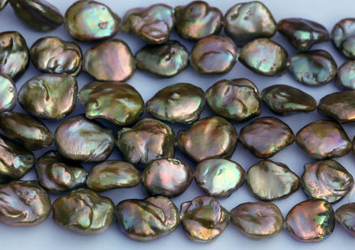 Rare metallic Keshi pearl strand (big pearls)
