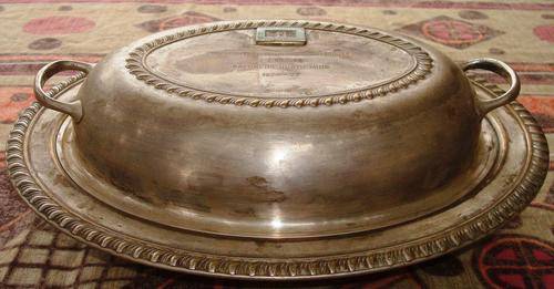 Vintage Mining Safty Award Silver Plated Dish