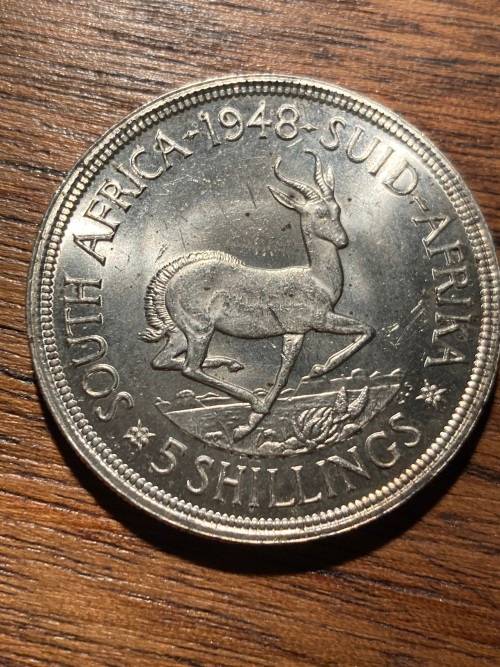 1948 * 5 shilling / crown * very collectable au to unc 80% silver crow2