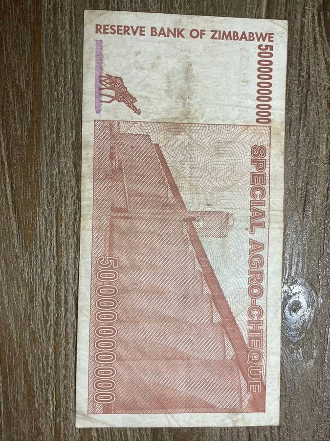 Zimbabwe  ***  50 Billion  ***  2008 special Agro Cheque  ***  Very collectable