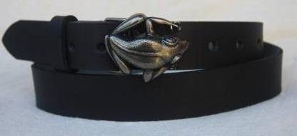 30mm Men's Frog Buckle Belt, 4mm Heavy guage cowhide leather in black, brown or tan