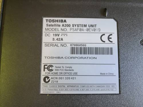 Toshiba Satellite A200 laptop (for spares/repairs)