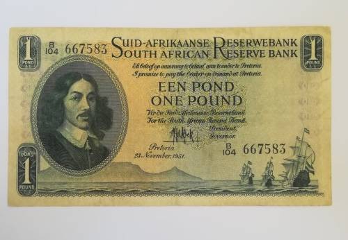 1 Pound Note!! Ultra rare!!B104 Very low!! De Kock!!Weekend Special from R1