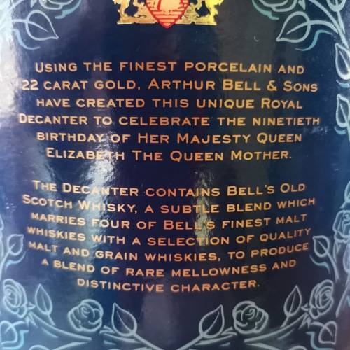 Old Bells Whisky!! Still sealed!! 22ct Gold!! 90th Birthday Decanter!!