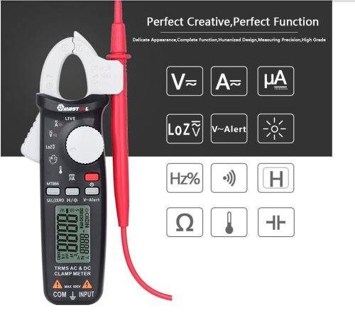 localstockMustool MT866 Digital True RMS Auto Ranging Clamp Meter Multimeter AC/DC Amp Clamp Meter