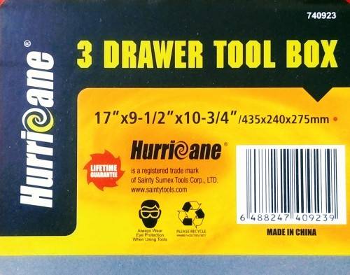 Tool box 3 drawer hurricane