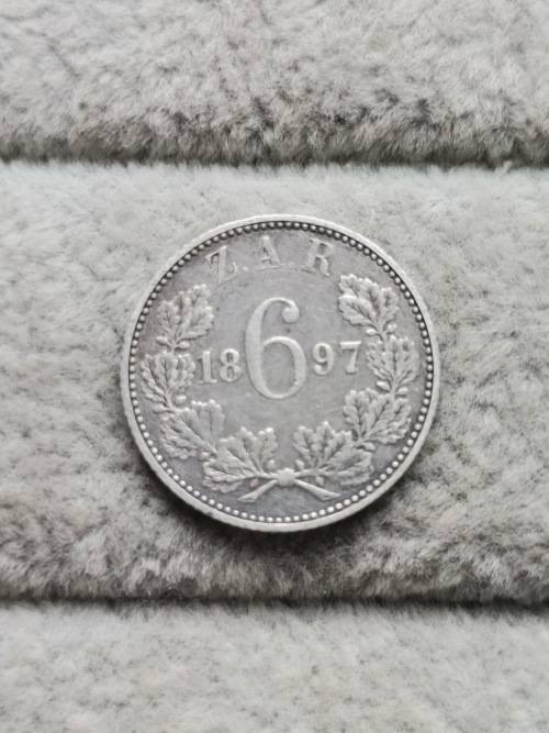 1897 ZAR Sixpence (XF/AU)