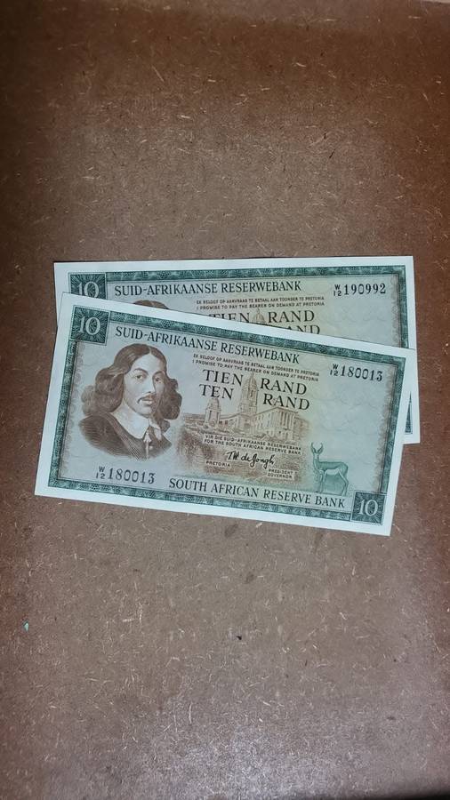 Ten Rand Notes W12 Series-TW De Jongh