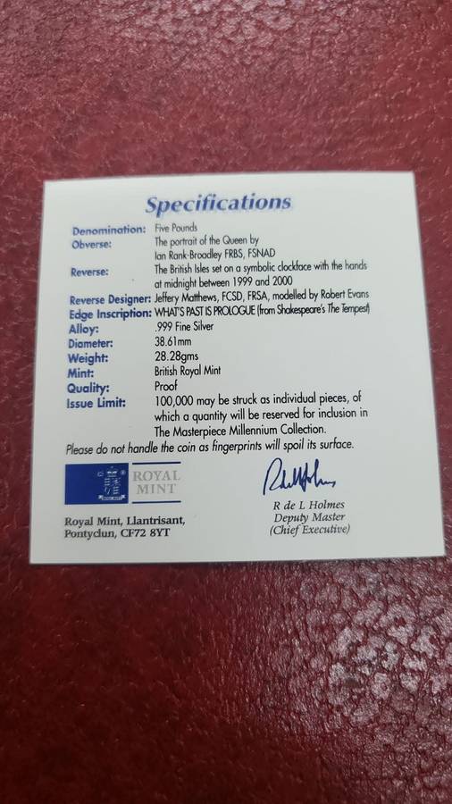 UK 2000 Millennium Silver Five Pounds