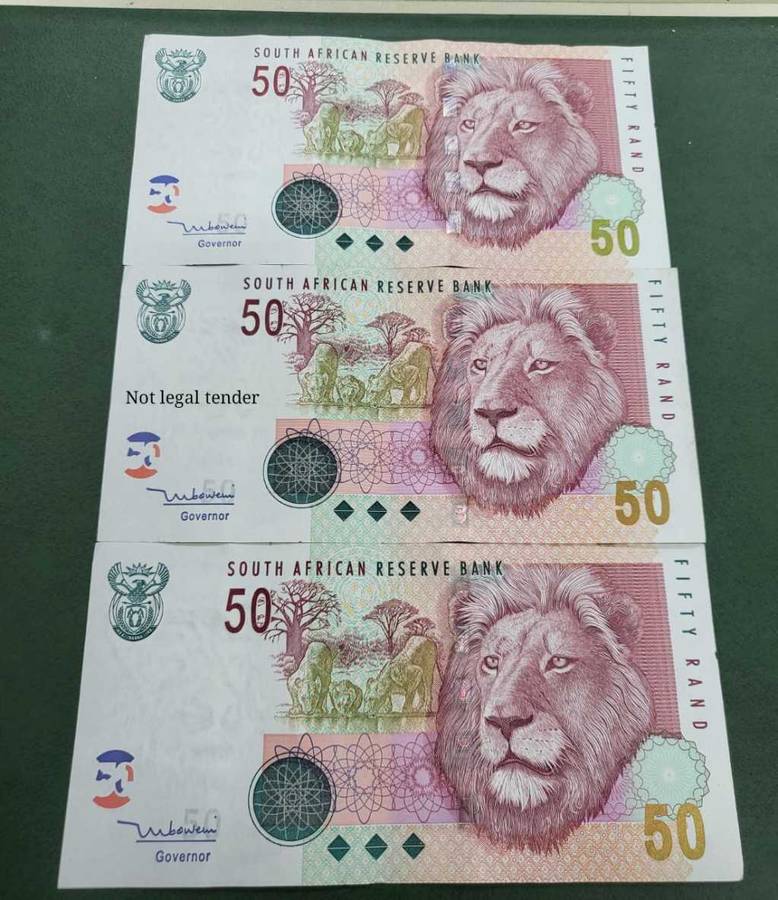 SA 50 Rand Mid to Late 2000's(Mboweni 2nd Issue) - 3 Sequential notes
