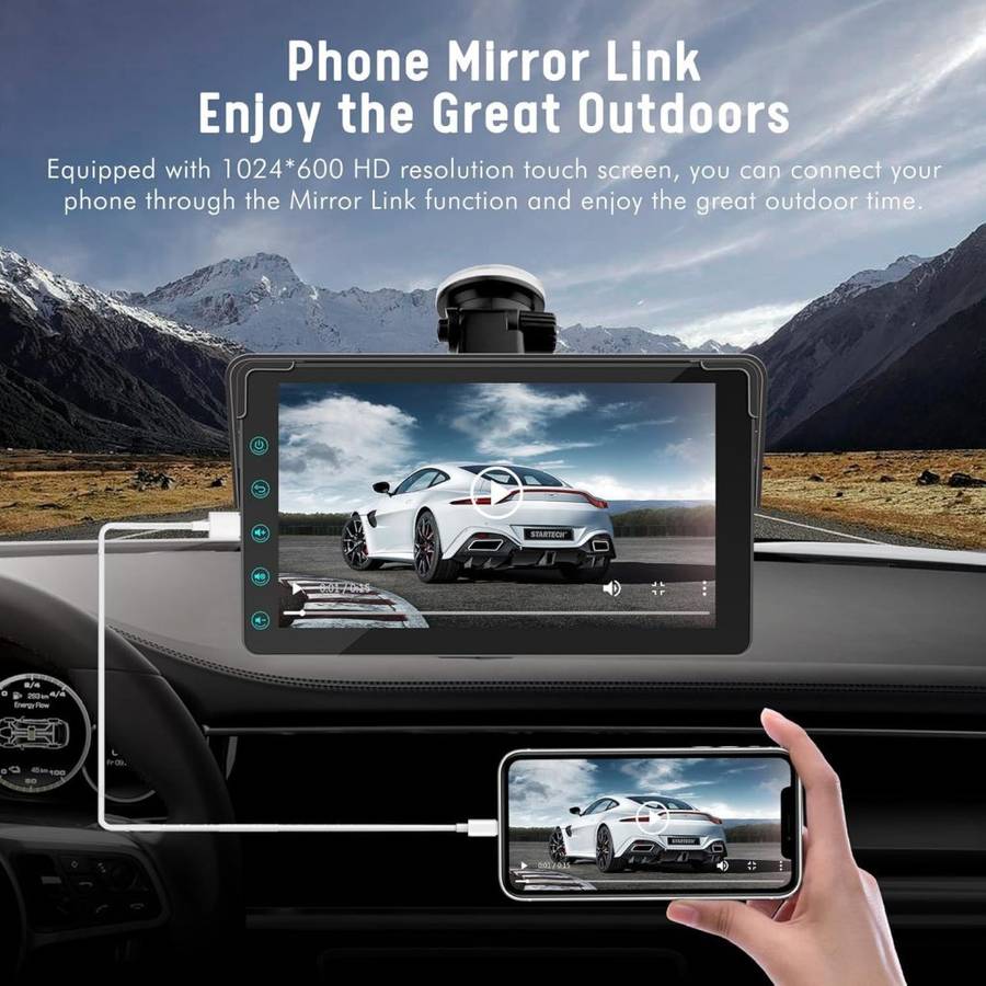 Portable Apple Carplay Screen Android Auto Wireless Car Stereo 7 Inch