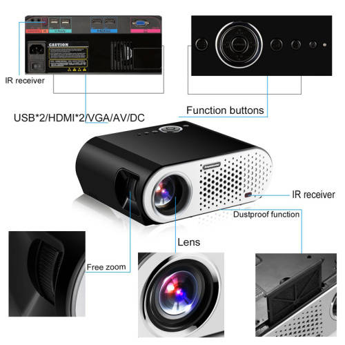 HD Projector,3200 Lumen, 40 To 280 Inch Image,1280x800 Native Resolution, 1080P Support