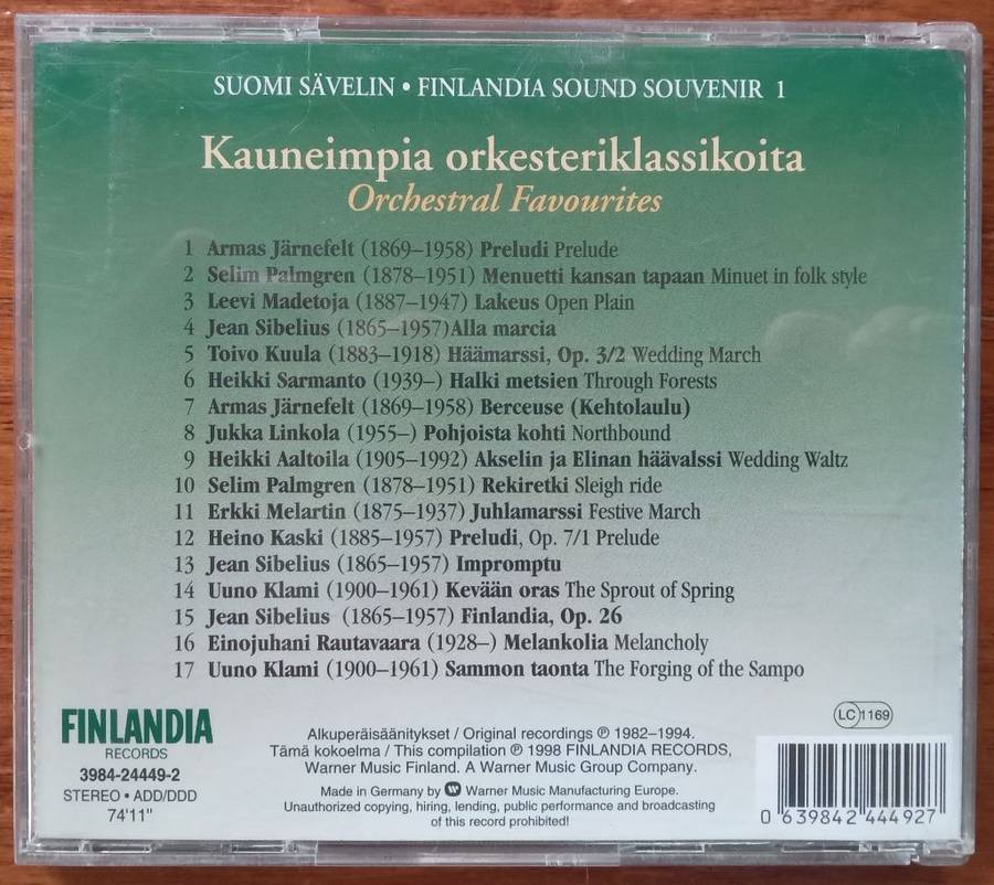 Finlandia Sound Souvenir Vol. 1: Orchestral Favourites