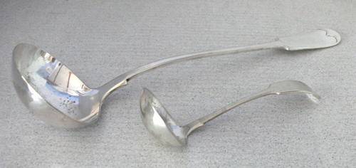 A PAIR OF SILVER PLATED LADLES - CA. 100 YEARS OLD - WHAT A FIND!