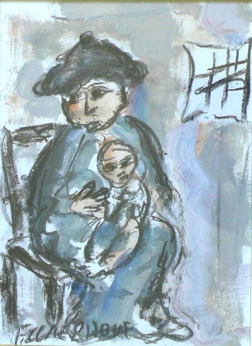 CLAERHOUT, FRANS MARTIN FR (SA 1919 - 2006) "Mother & Child" - ORIGINAL PAINTING - CRAZY START!