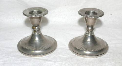 PAIR OF LOVELY ENGLISH SILVER PLATED CANDLE HOLDERS - FULLY BACKSTAMPED