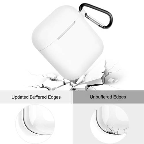 Airpods Silicone Protective Case and Anti-Lost Strap for Apple AirPods & TWS - White