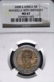 5 x Mandela Birthday R5 NCG Graded MS67