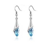White gold plated Austrian Aquamarine Crystal Earrings