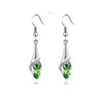 White gold plated Austrian Olive Green Crystal Earrings