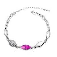 White gold plated Austrian Rose Crystal Bracelet