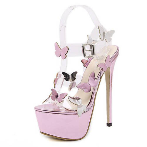 STILETTO HEEL TRANSPARENT PLATFORM SANDALS - 34/35/36/37/38/39/40