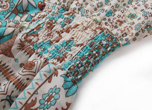 VINTAGE FLORAL V NECK SLIT BOHEMIAN LONG DRESS - S/M/L/XL/2XL
