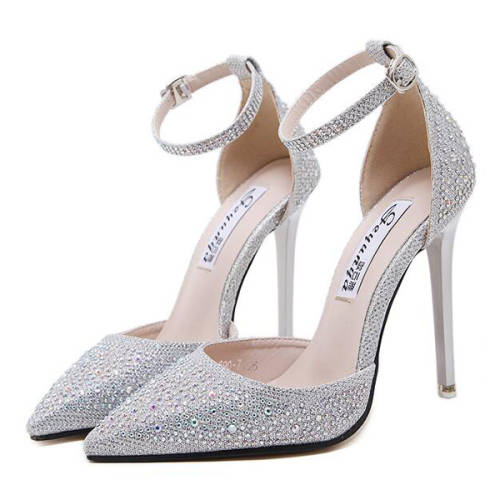 Silver Pointed Stiletto Wedding Bridal Shoes