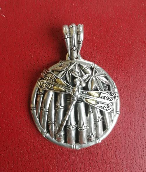 Sterling silver Sweet Dragonfly pendant embellished with 18 ct gold