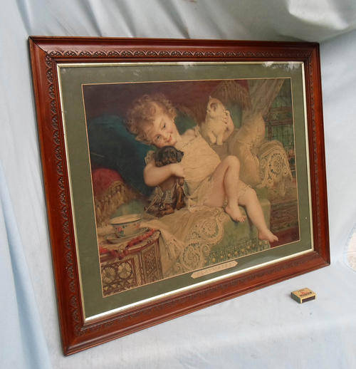AUTHENTIC ANTIQUE PEARS PRINT IN ORIGINAL ANTIQUE WALNUT FRAME~PLAYMATES
