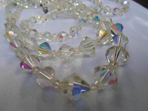 ESTATE SALE~2 BEAUTIFUL OLD GENUINE CRYSTAL NECKLACES~ONE DOUBLE ONE 120CM LONG
