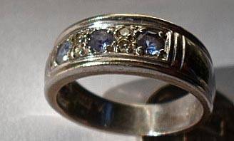 9CT WHITE GOLD WIDE BAND~TANZANITE & DIAMOND RING~WOW!!!!!