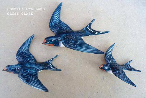 RARE & VALUABLE~FULL SET 3 BESWICK SWALLOW BIRD WALL PLAQUES~ALMOST PERFECT!