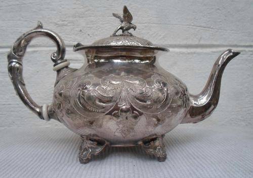 STUNNING LARGE ANTIQUE EPBM JOHN TURTON TEA POT~EAGLE FINIAL~VGC WOW!!!