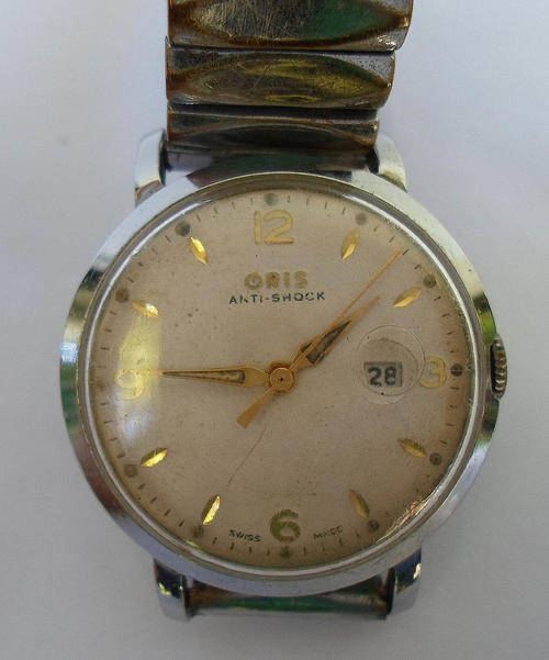 VINTAGE GENTS ORIS ANTI SHOCK S/S MECHANICAL WRIST WATCH WITH DATE~WORKING 100%