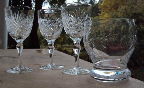 BEAUTIFUL WEBB SHERRY GLASSES~PLUS A LARGE WEBB CORBETT WHISKY GLASS~ALL PERFECT~R1 START NO RESERVE