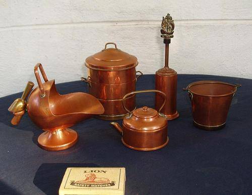 UNBELIEVABLE~5 CRAFTSMAN MINIATURE COPPER FIRESIDE & KITCHEN UTENSILS~AMAZING DETAIL~WOW!!