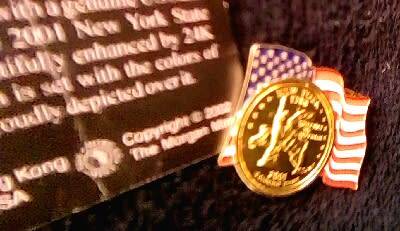 CRAZY ZERO START!!!! $$ All must GO!  - 2001 US MINT 24ct GENUINE QUARTER GOLD PLATED PIN