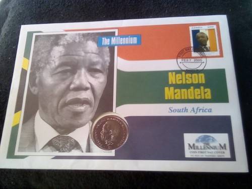 CRAZY ZERO START!!!! $$ All must GO!- MANDELA SILVER PROOF COIN COVER LIBERIA 1994