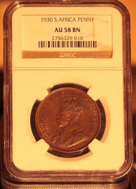 CRAZY! R1 START!!! $$$ SOUTH AFRICA UNION NGC GRADED 1930 PENNY AU55 BN