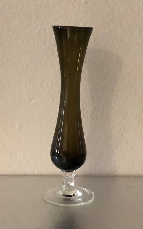 OLIVE GREEN GLASS VASE