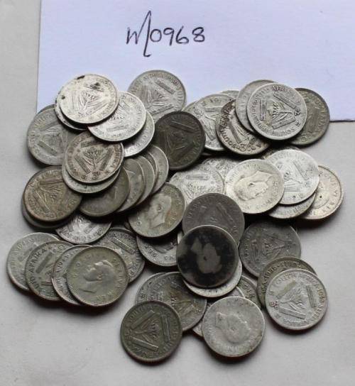 3d Union coins: 69 of various random dates: 50% silver (one bid for 69 coins)