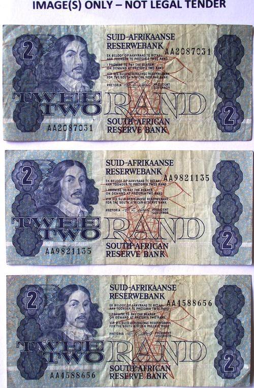 R2 Notes: 3 Stals Circulated Notes with AA... Prefix