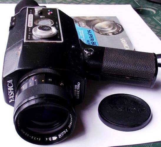 Vintage Video Camera: YASHICA SUPER-800 ELECTRO with Camera Case and Instruction Book. Not Tested.