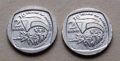 R2 10 YEARS OF FREEDOM - 2 coins (One bid for both coins)