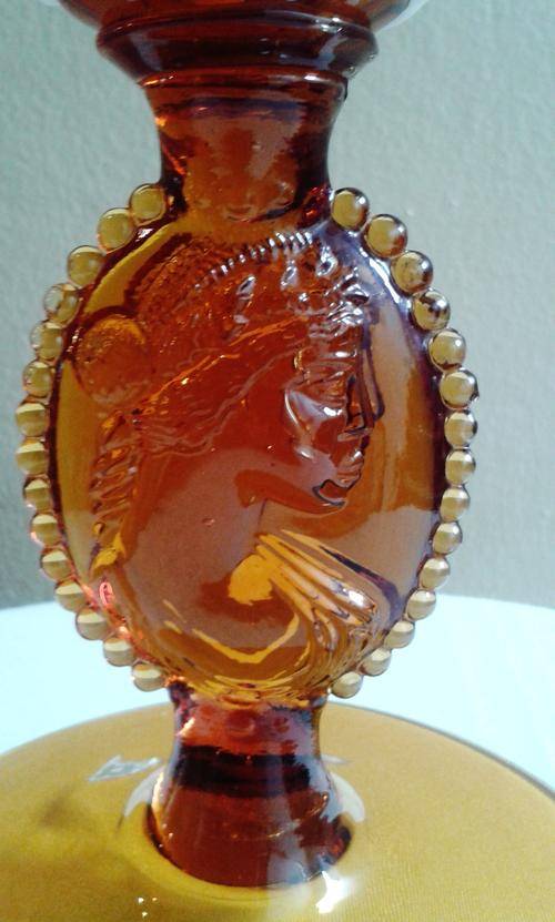 Stunning Amber Glass Candy Dish with Lid