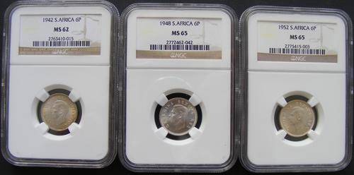 Union of SA.King George VI:High Grade 6P Type Set.All NGC++All Three for one price++R1 Start