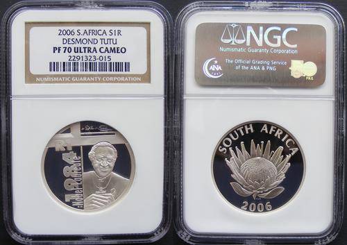 Four Peace Champions.Item 4 of 4.2006 Silver R1 Desmond Tutu.Finest known