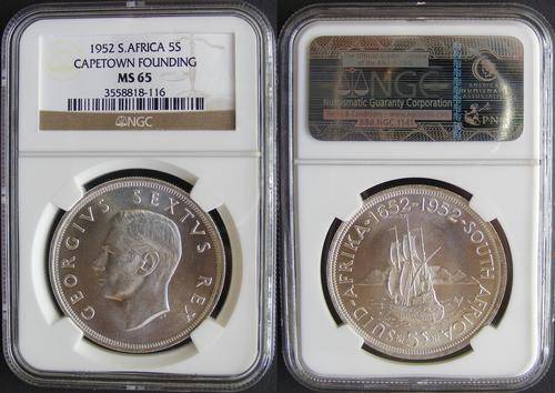 High grade Union of SA Silver Crowns:Item 2 of 4:1952 NGC MS65.R1 Start